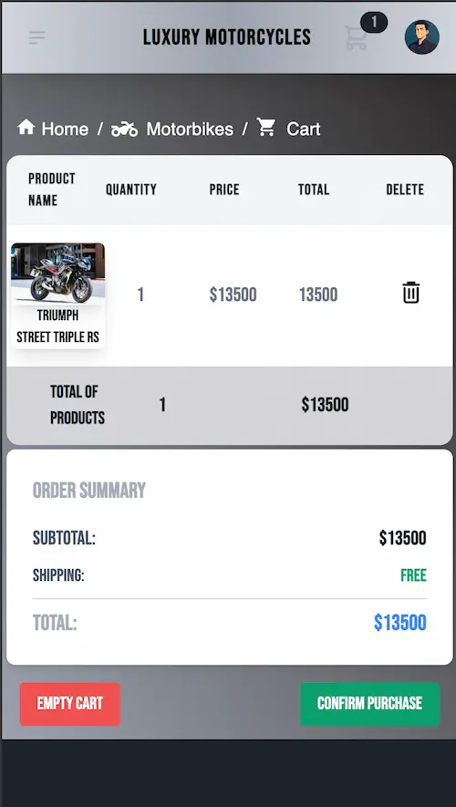 FullStack E-Commerce — mobile view