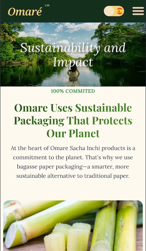 Omare — product website mobile view