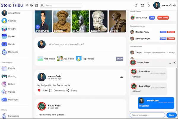Social Media Clone — desktop view