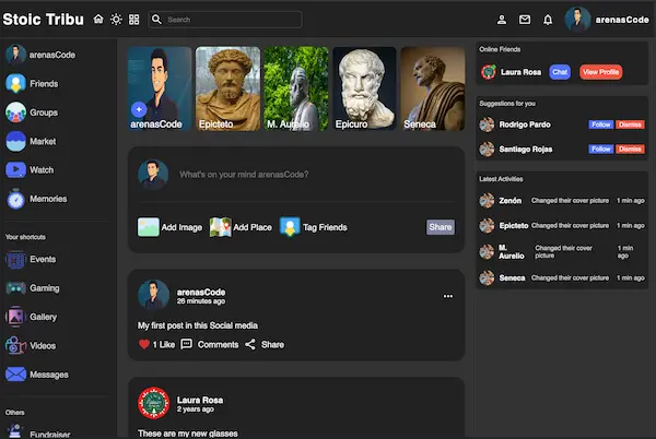 Social Media Clone — desktop view