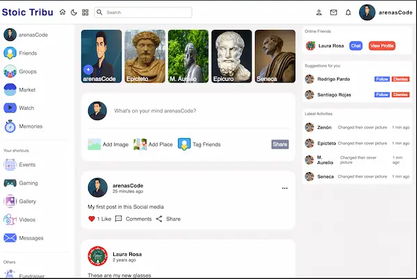 Social Media Clone — desktop view