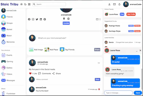 Social Media Clone — desktop view