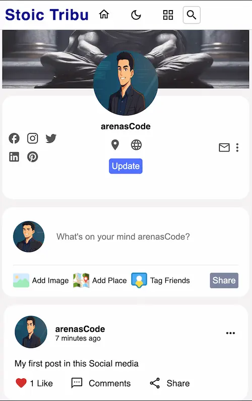 Social Media Clone — mobile view
