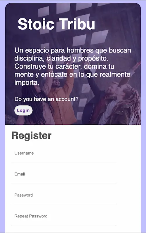 Social Media Clone — mobile view